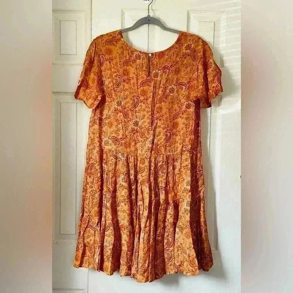 Patrons of Peace NWT Toluca Tiered Orange Paisley Peasant Toluca M - Picture 6 of 11